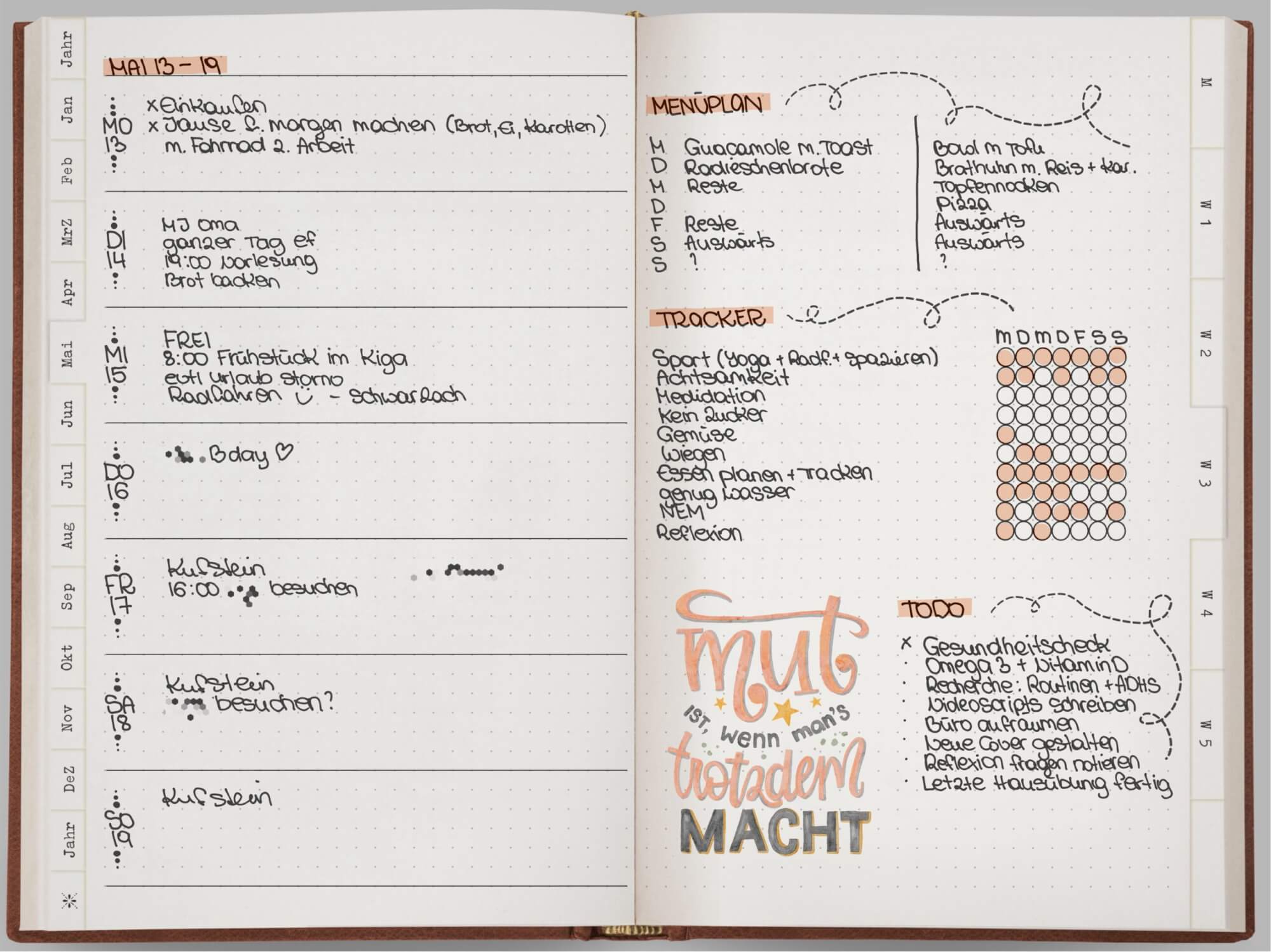 Minimalistisches Design im Bullet Journal